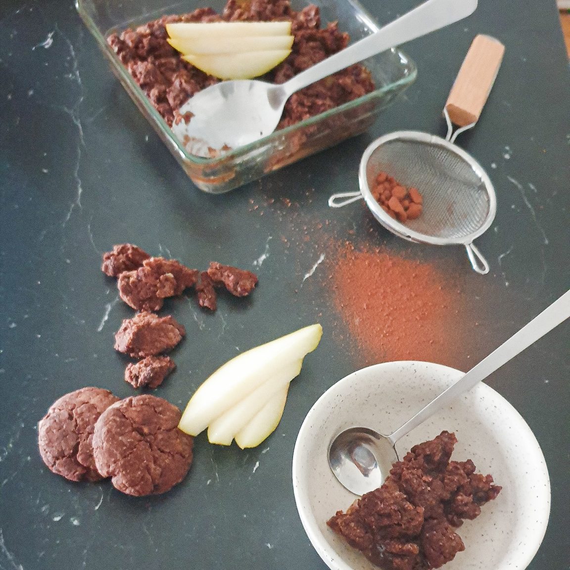 photo d'illustration de la recette de crumble poire cacao