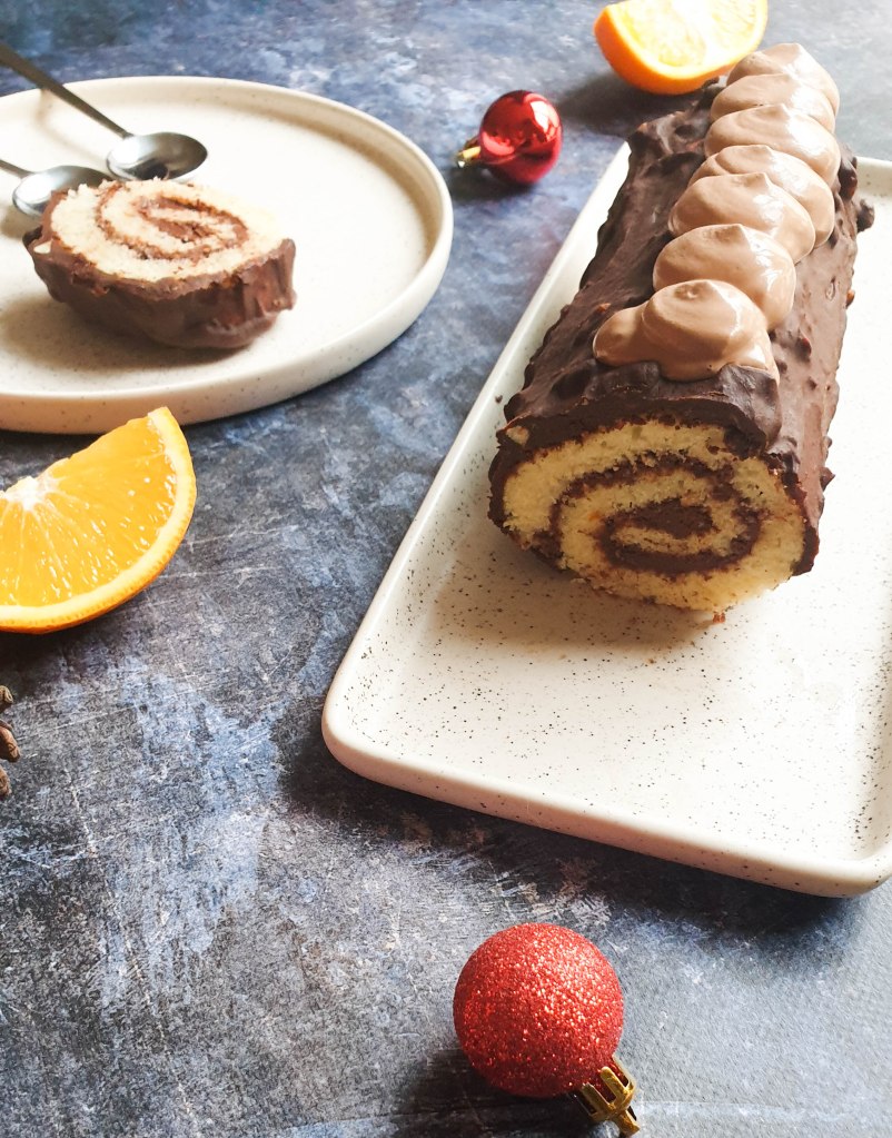 Photo d'illustration de la recette de Bûche de Noël chocolat orange vegan