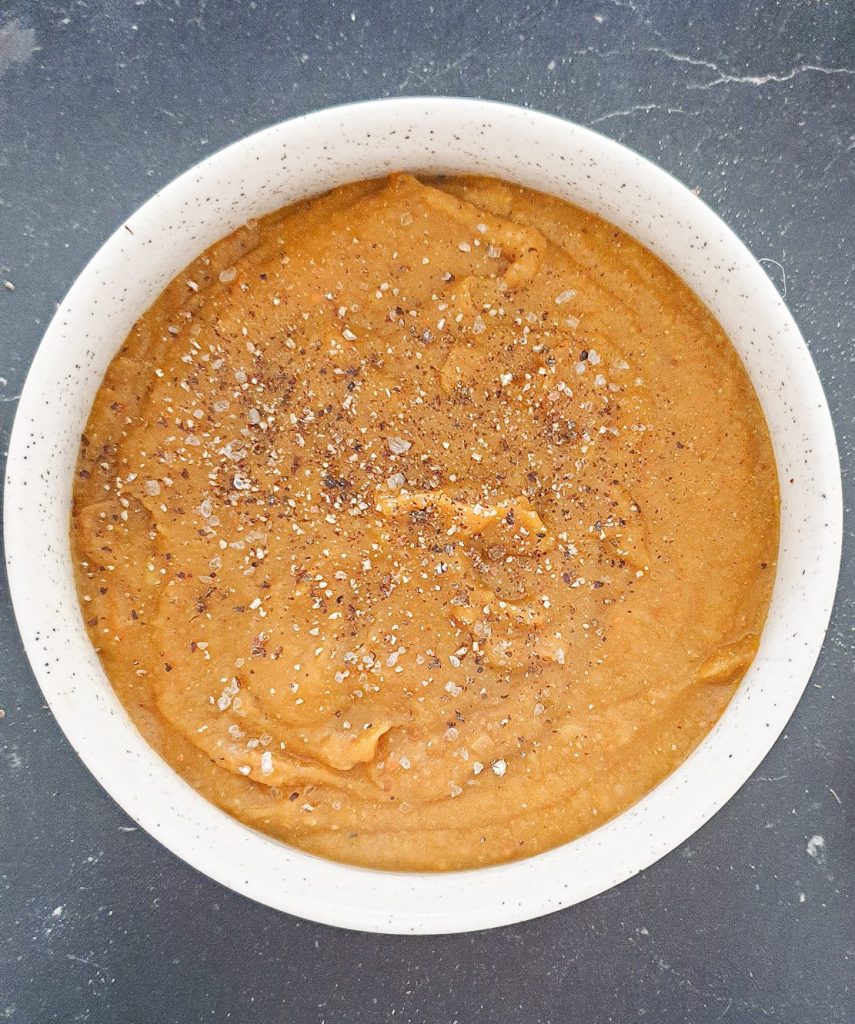 Photo d'illustration de la recette de soupe de lentille et potimarron rôti