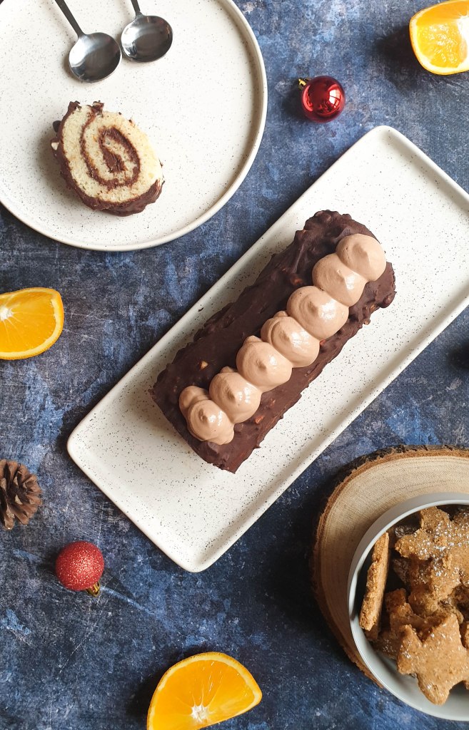 Photo d'illustration de la recette de Bûche de Noël chocolat orange vegan