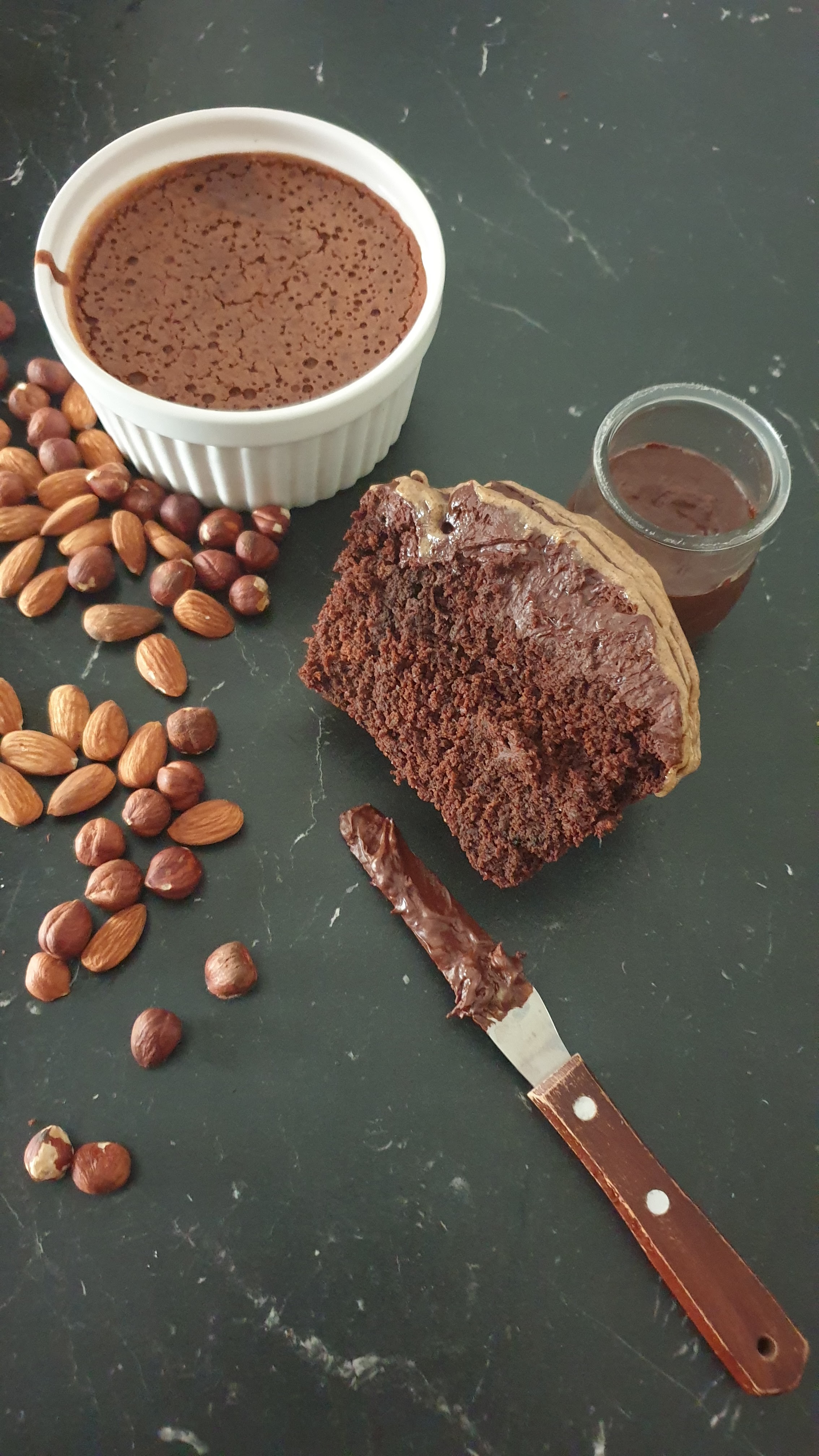 Photo d'illustration de la recette de moelleux à base de mousse vegan chocolat noisette